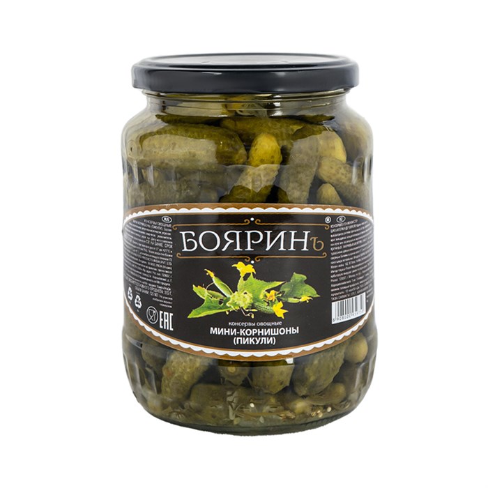 Огурцы корнишоны 720мл "Боярин" Пикули маринованные (ТР) 35644 - фото 1501