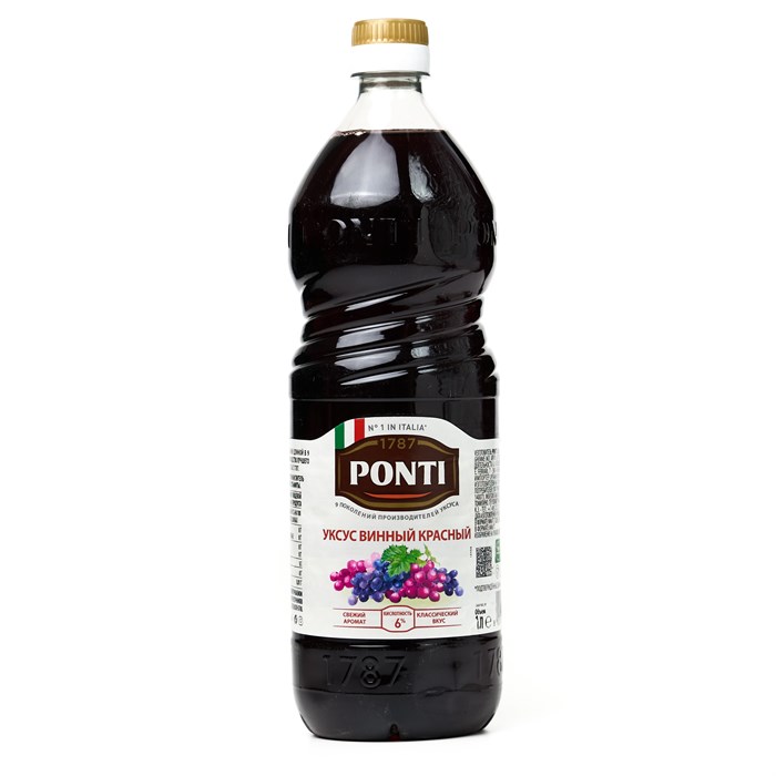 Уксус винный красный 6% Ponti пл/б (1,000мл) 12шт/упак 00005181 - фото 1722